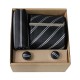 Černá kravata s proužky v dárkovém balení MARROM