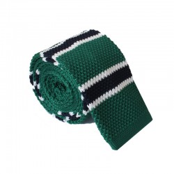 Pletená kravata MARROM - zelená s proužky