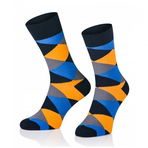 Pánske ponožky MARROM - modro oranžové káro 41/43